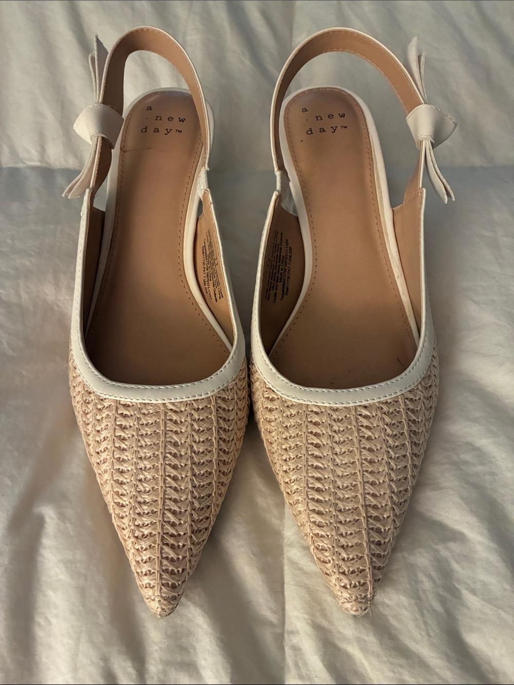 a new day Beige Woven Slingback Kitten Heel Pumps